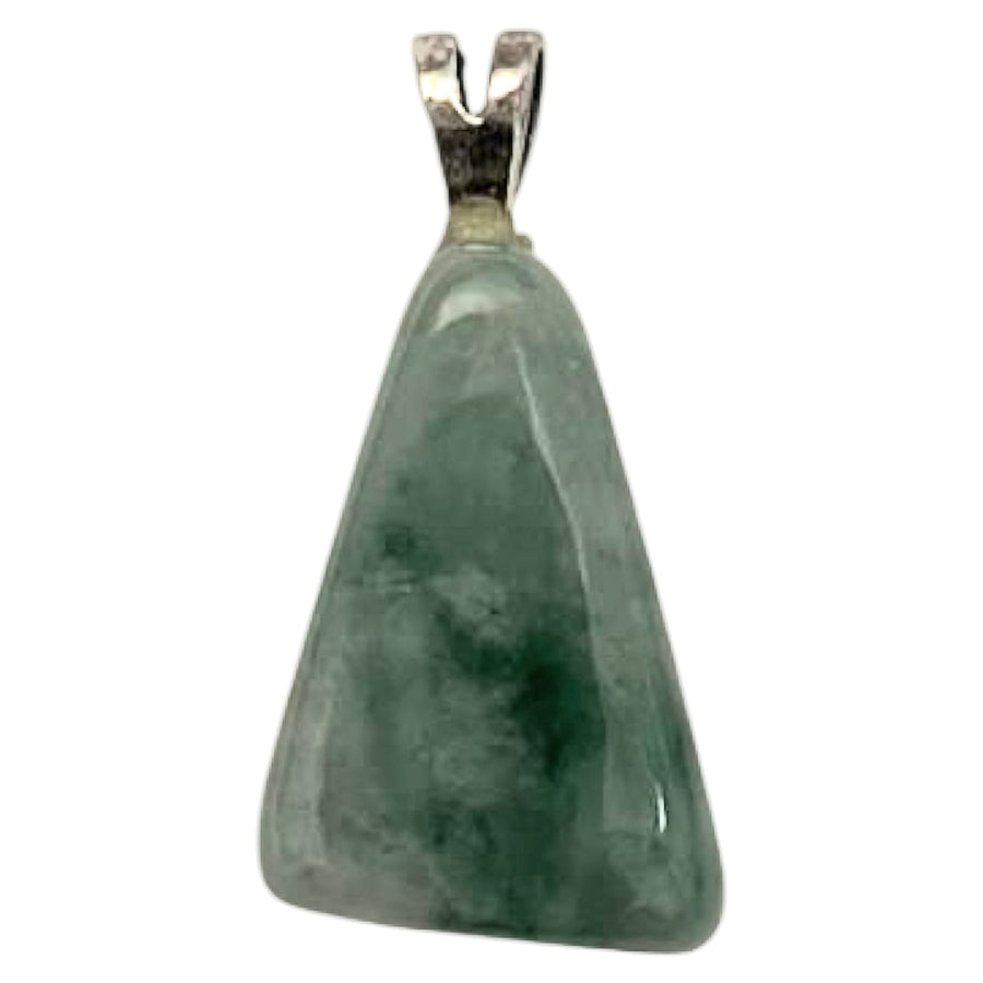 Burmese Jade pendant with rich green tones set in hallmarked sterling silver – crystal necklace for abundance, heart harmony and energetic protection