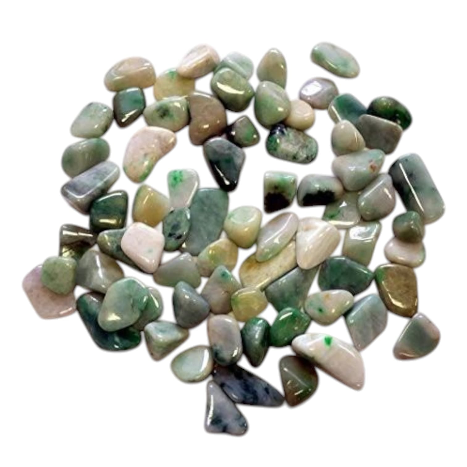 GeoFossils Burma Jade Tumble Stone, a vibrant green jadeite crystal from Myanmar for harmony, abundance, and emotional healing.