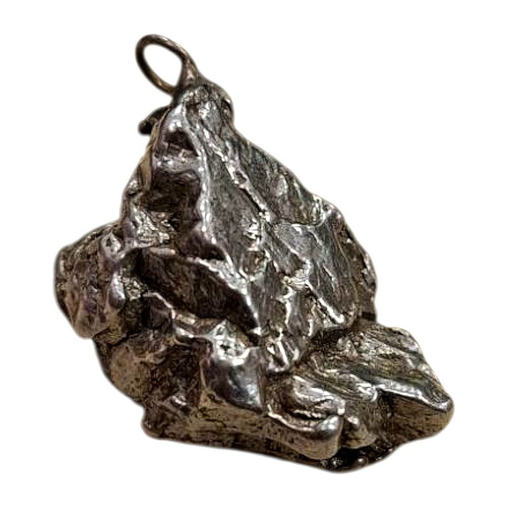 Campo del Cielo meteorite pendant set in hallmarked sterling silver – cosmic energy and grounding crystal necklace with optional sterling chain