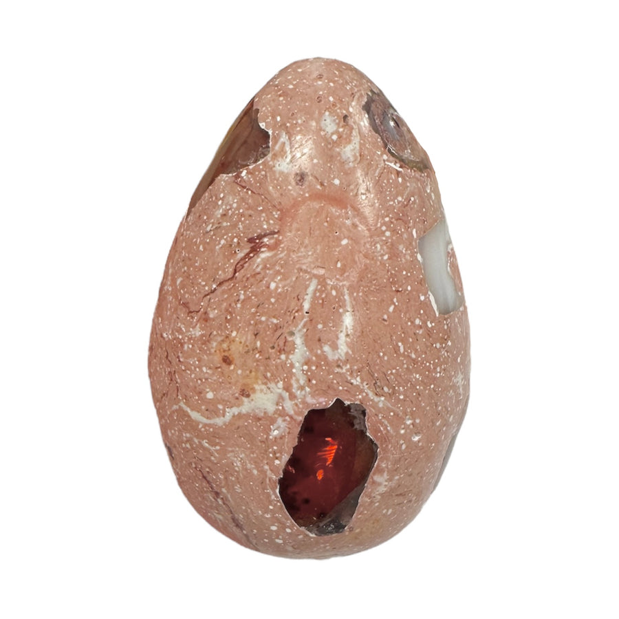 GeoFossils Cantera Opal Egg – exact crystal shown, polished opal in rhyolite matrix egg from Querétaro, Mexico for grounding, passion, and creativity.