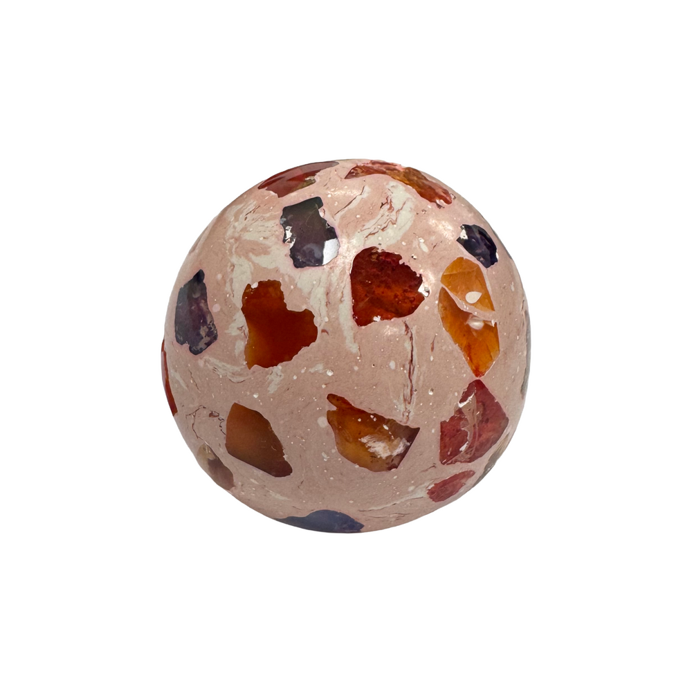 GeoFossils Cantera Opal Sphere – exact crystal shown, polished opal in rhyolite matrix sphere from Querétaro, Mexico for passion, grounding, and creativity.