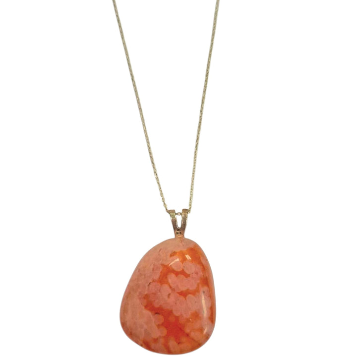 Carnelian crystal pendant in rich orange hues, set in hallmarked sterling silver – energising necklace for confidence, creativity, and vitality