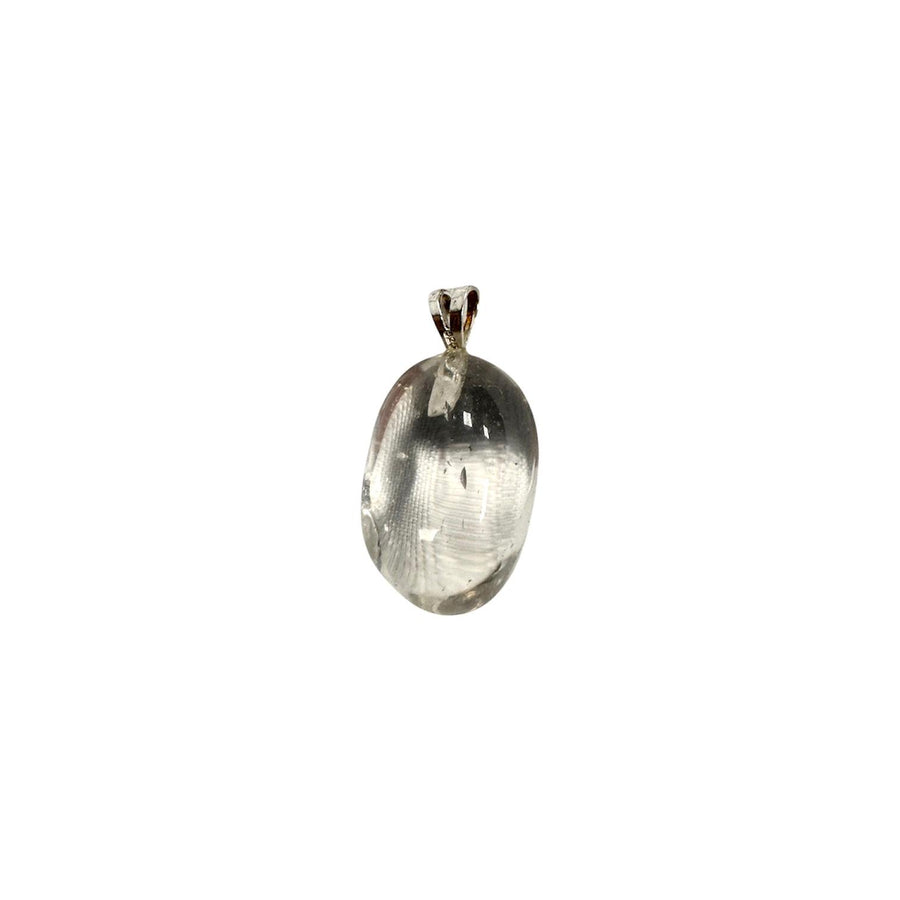 GeoFossils Clear Quartz Sterling Silver Pendant – Madagascan transparent clear quartz crystal in sterling silver setting – master healer crystal jewellery – handmade in the UK.