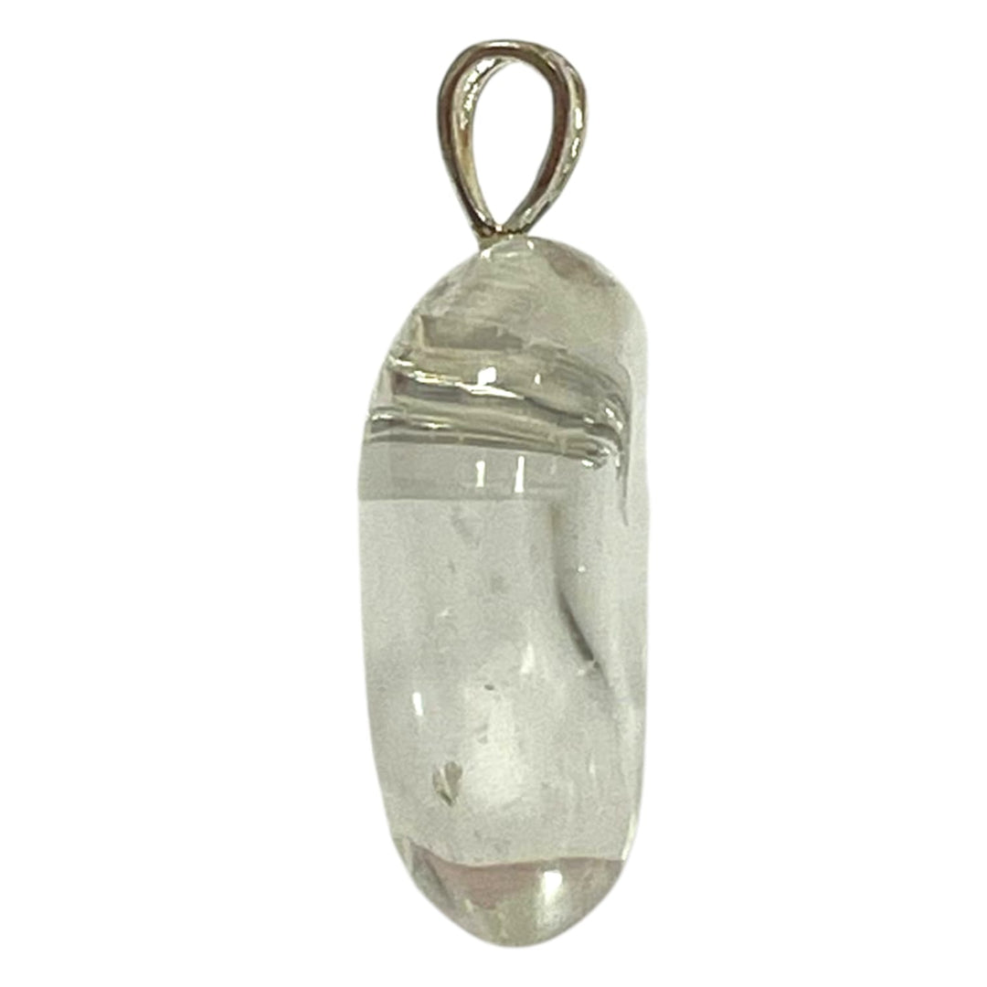 Clear Quartz pendant with transparent polished stone set in hallmarked sterling silver – crystal necklace for energy amplification, healing and clarity