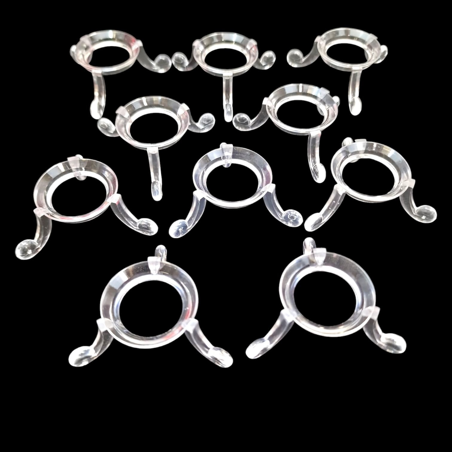 GeoFossils Clear acrylic 3-leg stand designed to hold and display crystal spheres or eggs securely and stylishly.