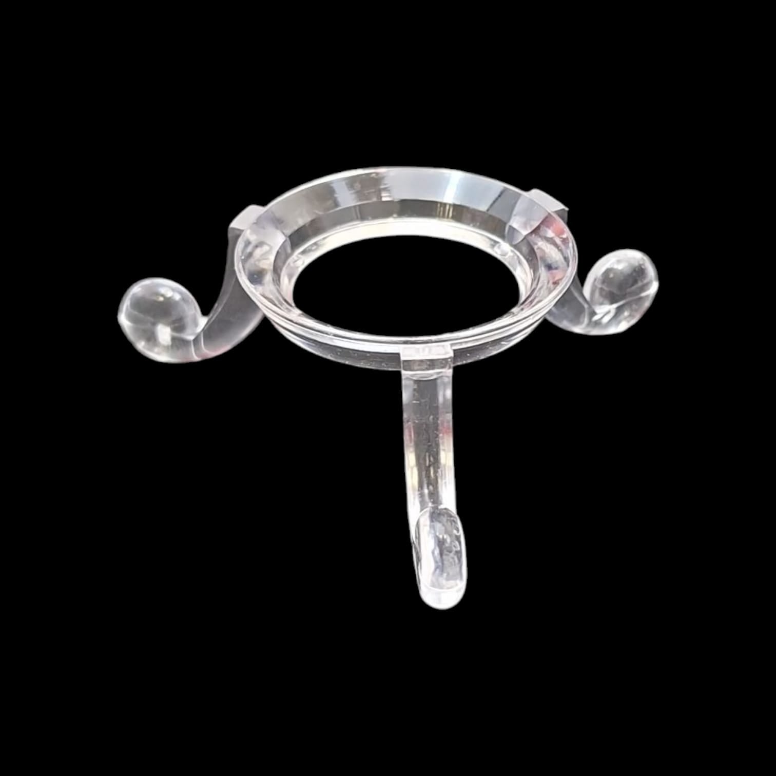 GeoFossils Clear acrylic 3-leg stand designed to hold and display crystal spheres or eggs securely and stylishly.