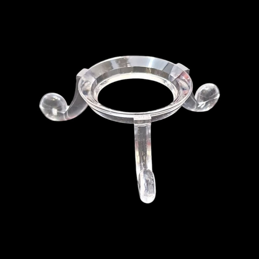 GeoFossils Clear acrylic 3-leg stand designed to hold and display crystal spheres or eggs securely and stylishly.