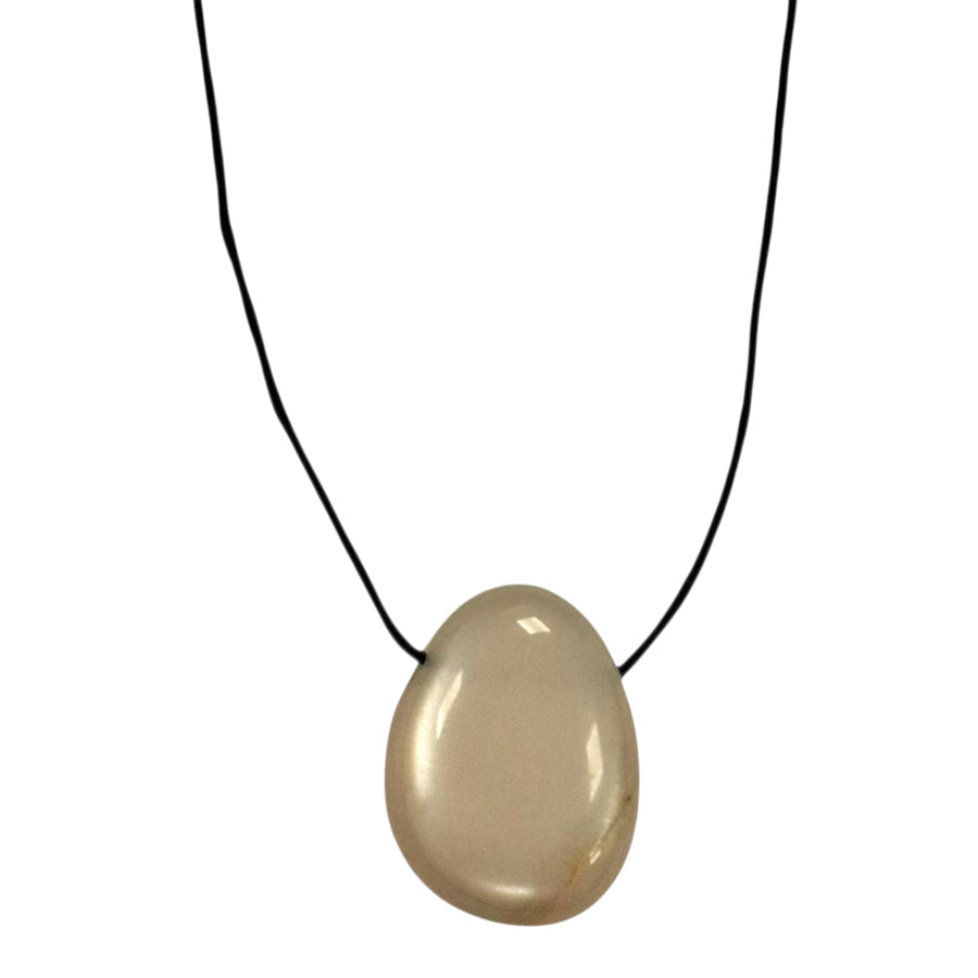 GeoFossils Cream Moonstone Drilled Tumble Stone – ivory-toned crystal with horizontal drill hole for emotional balance, intuition and gentle transformation

