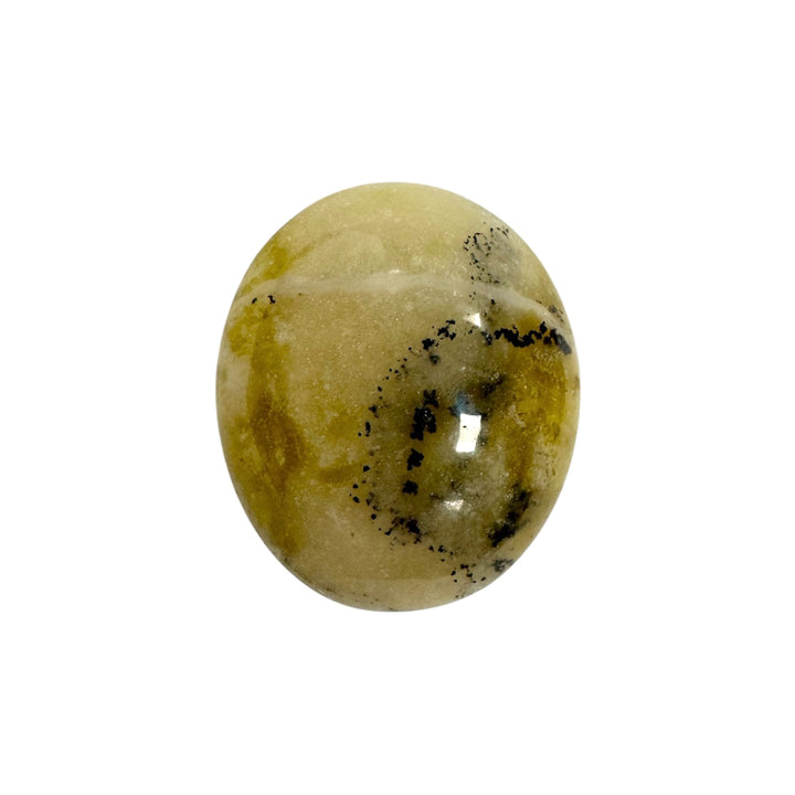 GeoFossils Dendritic Opal Galet – Madagascan crystal palm stone with fern-like inclusions for grounding, growth, and emotional balance, polished in the UK.