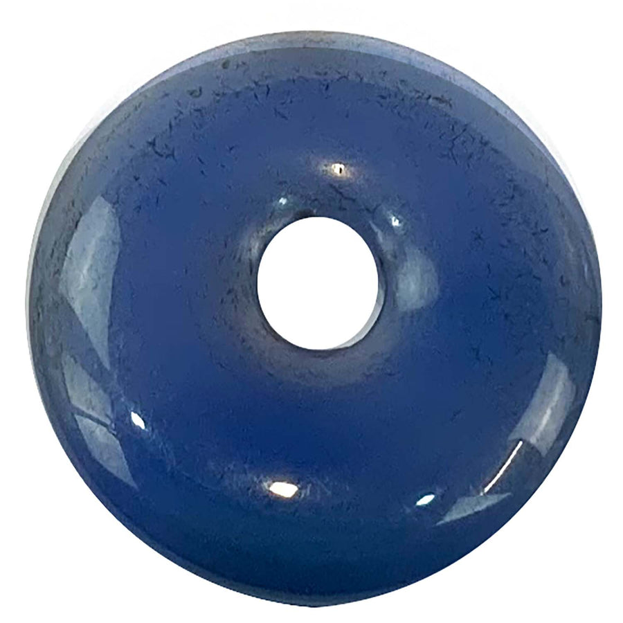 Blue Agate Munay Ki Pi Donut by GeoFossils – smooth, circular blue agate stone with a calming hue, designed for healing, protection, and connecting with the Throat Chakra in Andean spiritual practices.