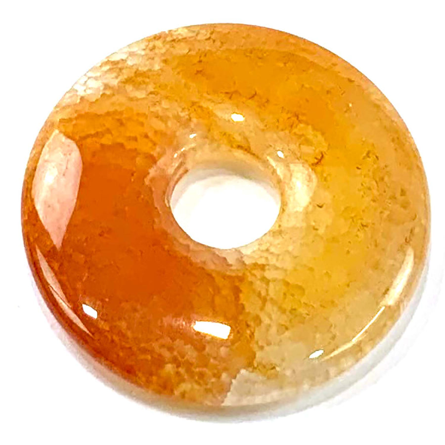 Fired Agate (Crab Agate) Munay Ki Pi Donut by GeoFossils – smooth, fiery-toned circular stone with vibrant patterns, perfect for protection, grounding, and connecting with the Sacral and Root Chakras in Andean spiritual practices.