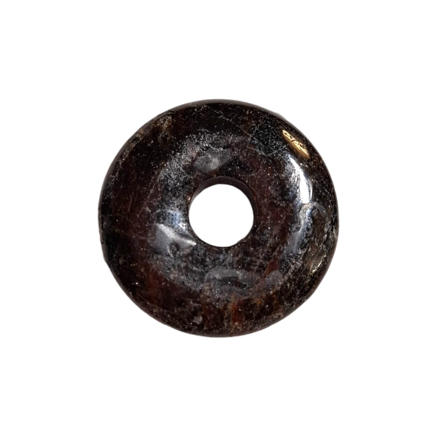 Garnet Munay Ki Pi Donut by GeoFossils – smooth, deep red circular stone, perfect for grounding, passion, and connecting with the Root and Sacral Chakras in Andean spiritual practices.