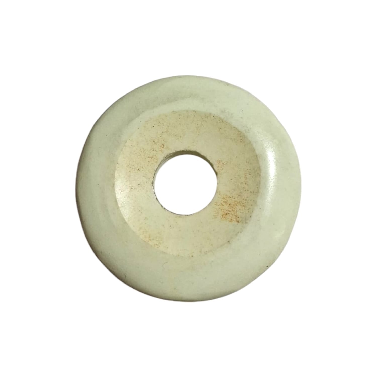 Lemon Chrysoprase Munay Ki Pi Donut by GeoFossils – smooth, circular stone with a bright, uplifting yellow-green hue, perfect for emotional healing, compassion, and connecting with the Heart Chakra in Andean spiritual practices.