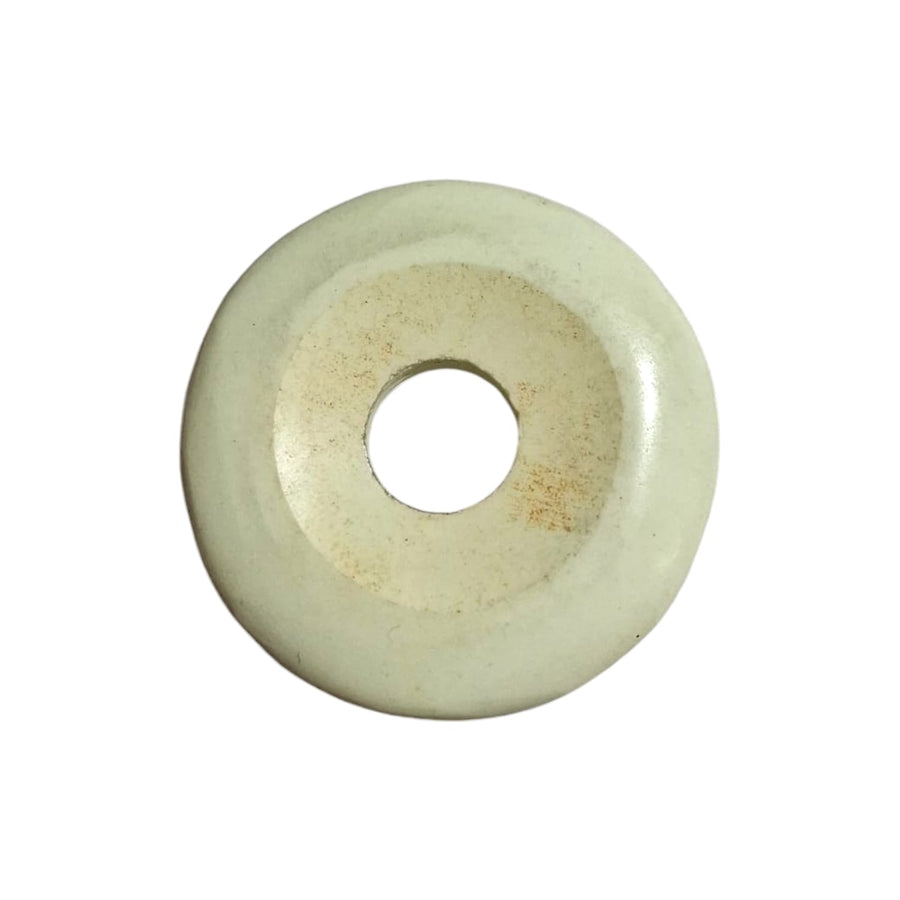 Lemon Chrysoprase Munay Ki Pi Donut by GeoFossils – smooth, circular stone with a bright, uplifting yellow-green hue, perfect for emotional healing, compassion, and connecting with the Heart Chakra in Andean spiritual practices.