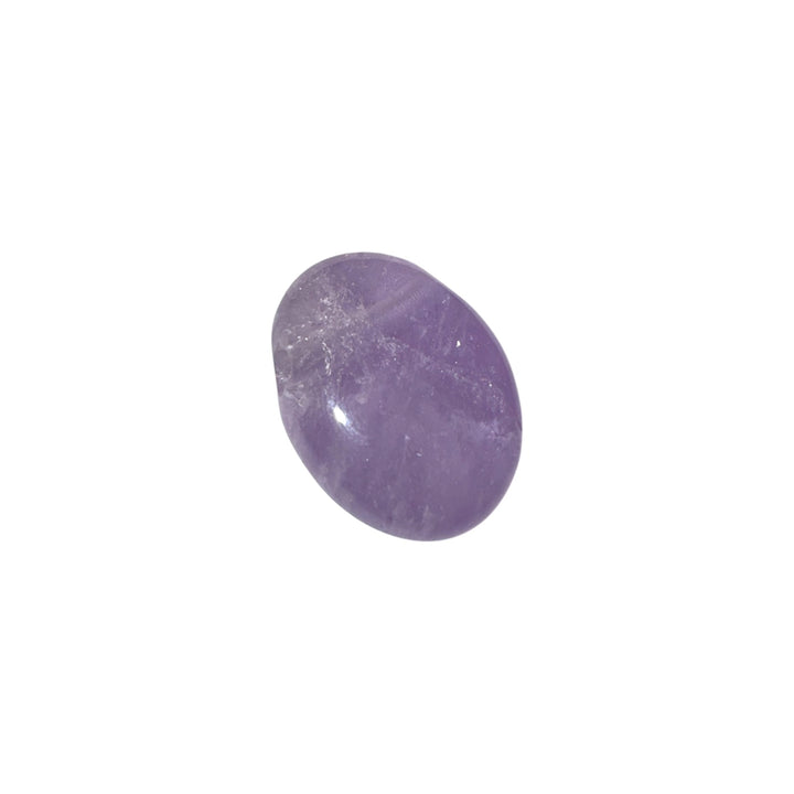 Polished Amethyst tumble stone without cord, highlighting its translucent clarity and smooth finish