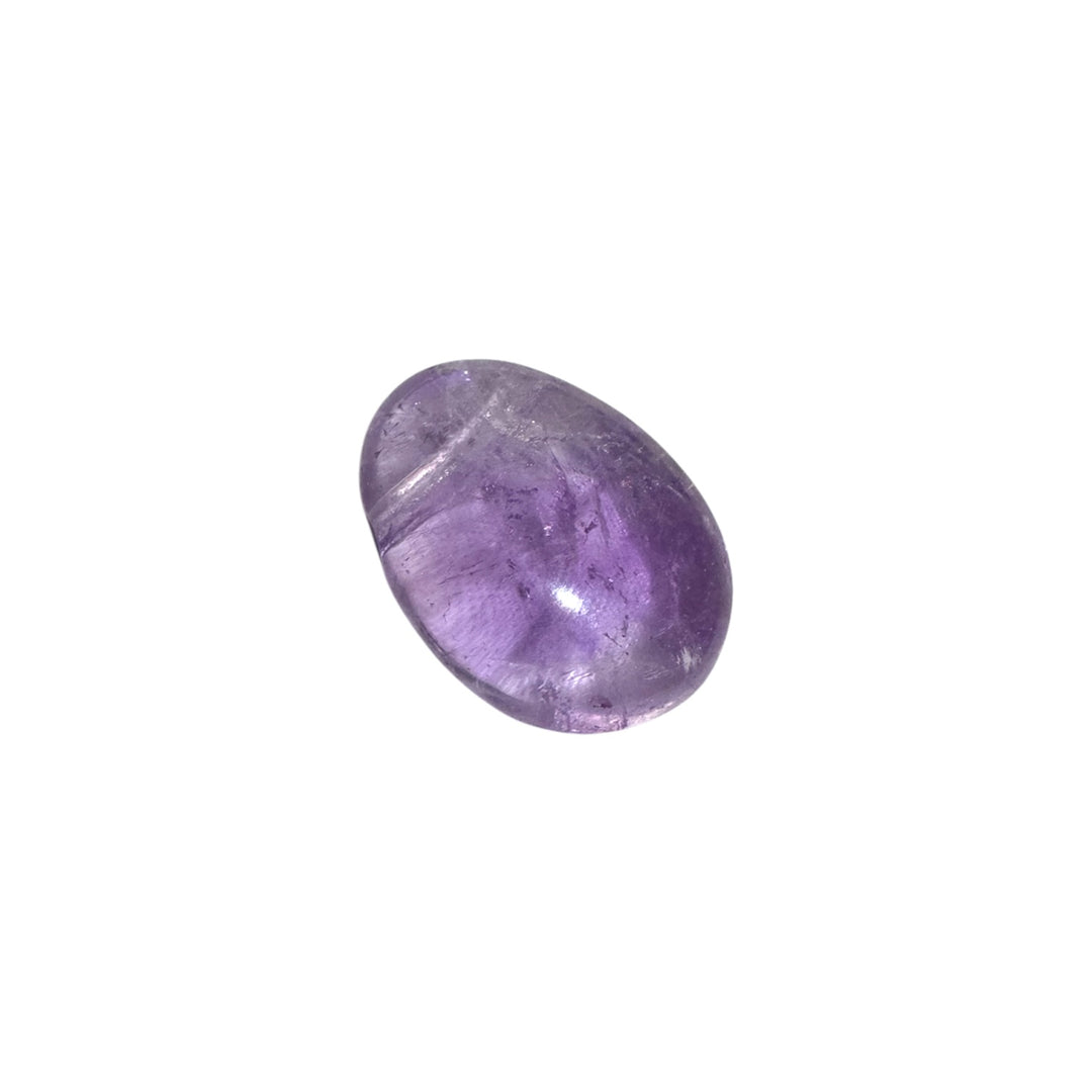 Polished Ametrine tumble stone without cord, highlighting its bi-coloured clarity and subtle internal patterns