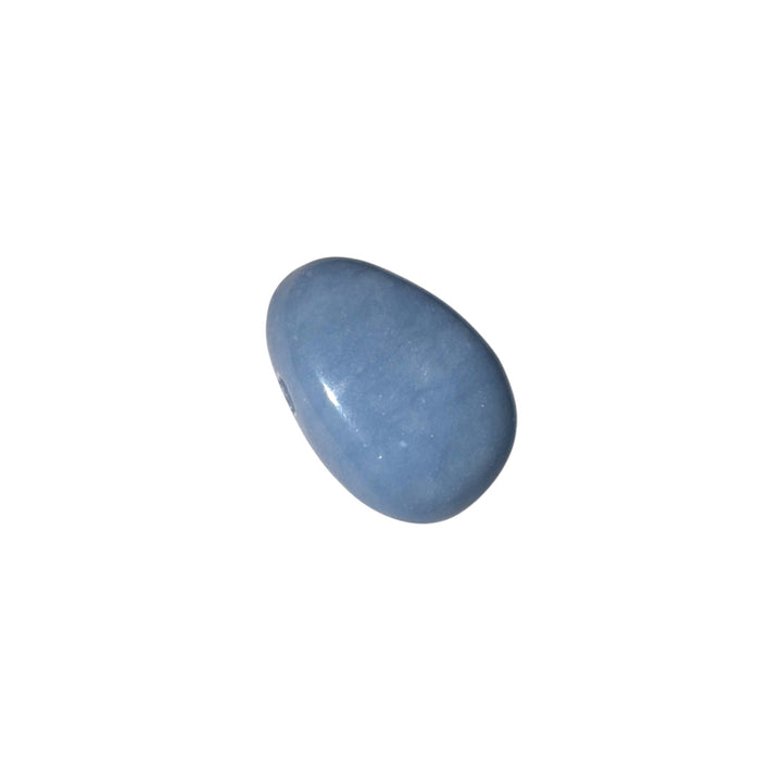 Polished Angelite crystal showing natural soft blue tones and gentle finish, displayed without cord