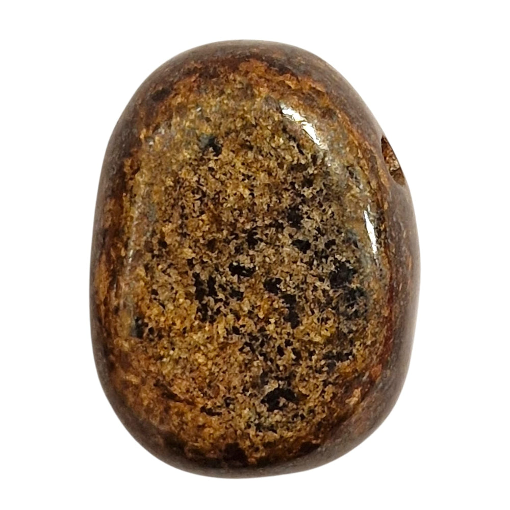 GeoFossils Bronzite crystal – Root and Solar Plexus Chakra support in drilled form