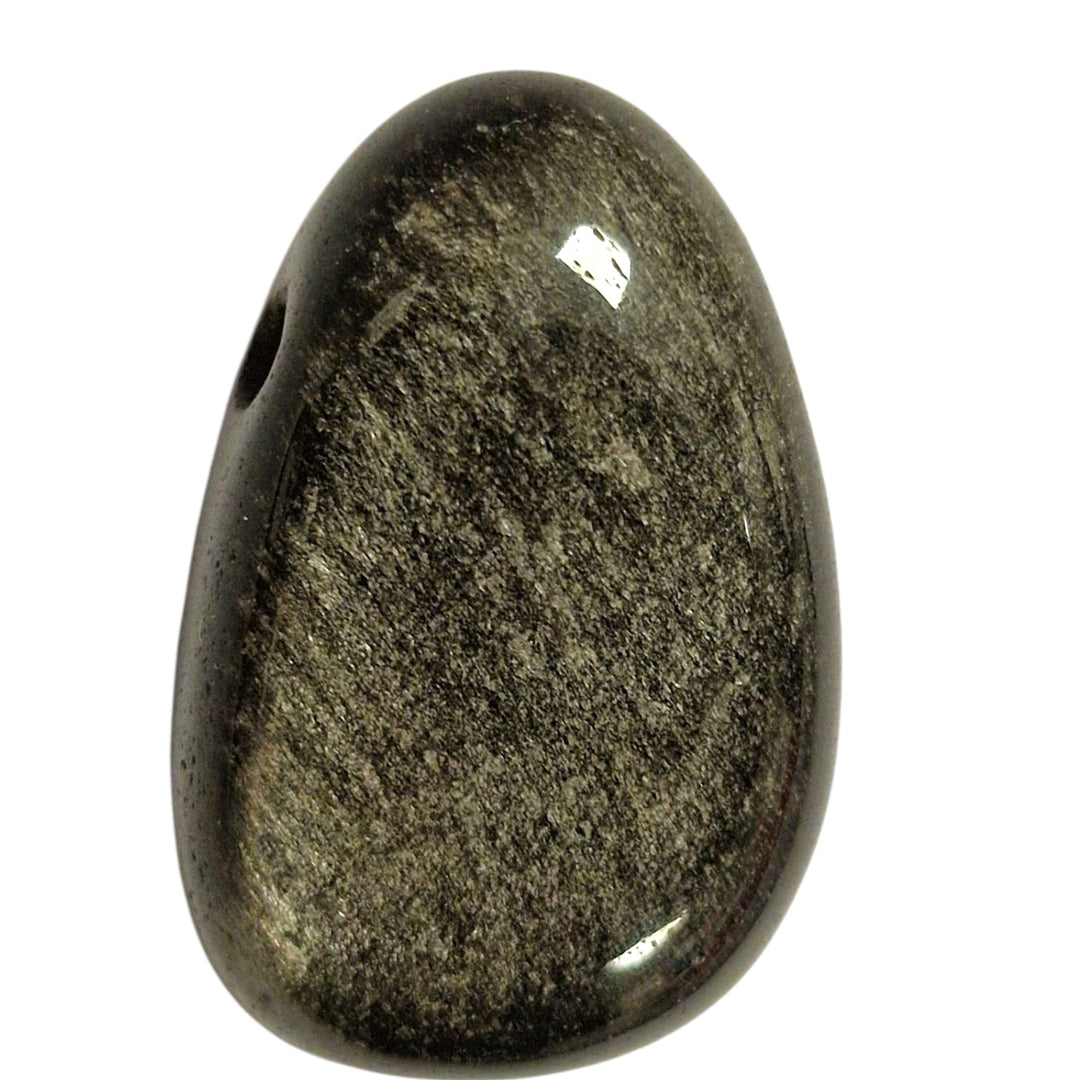 GeoFossils Polished Gold Sheen Obsidian – drilled for crafting wearable crystal jewellery