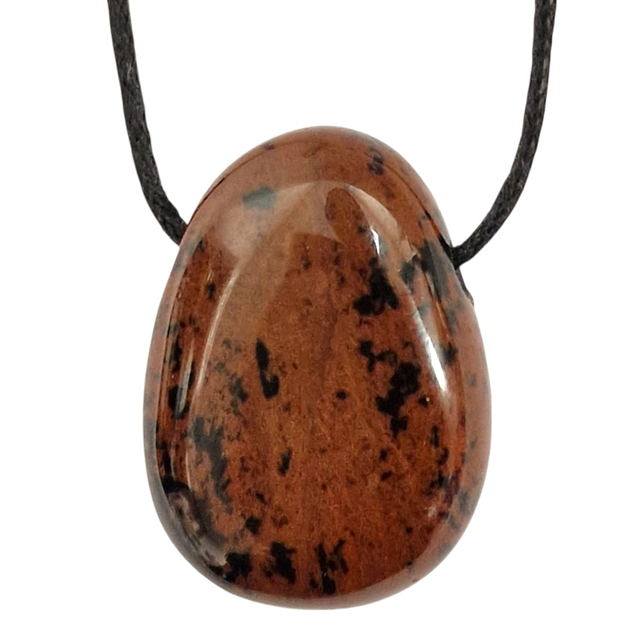 GeoFossils Mahogany Obsidian crystal – polished and drilled for chakra jewellery making