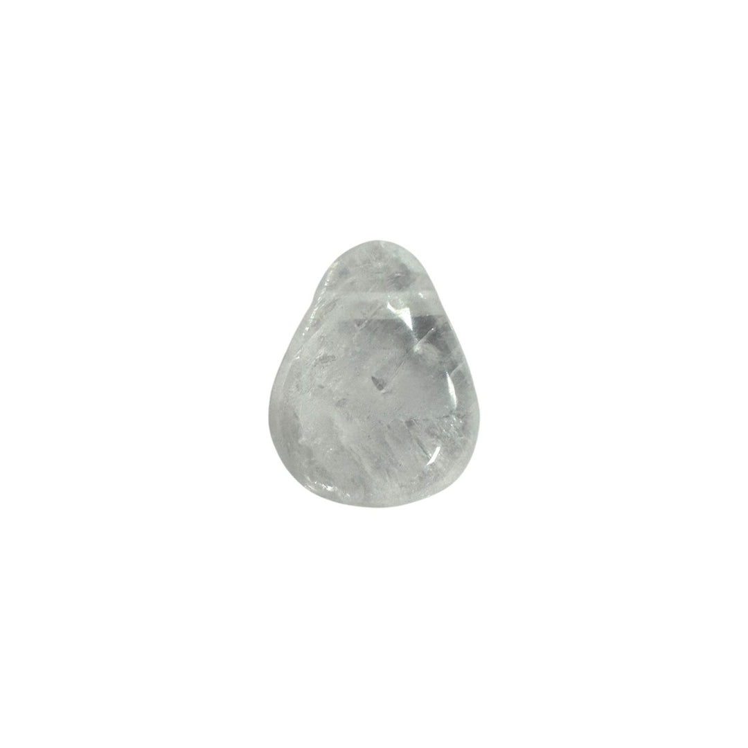 Polished Optical Calcite drilled tumble stone showing high transparency, double refraction effects, and rainbow-like light play.