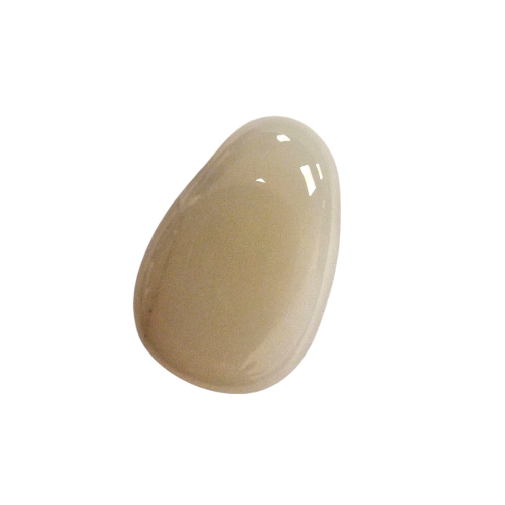 GeoFossils Pastel Moonstone drilled pendant with soft cream and grey tones