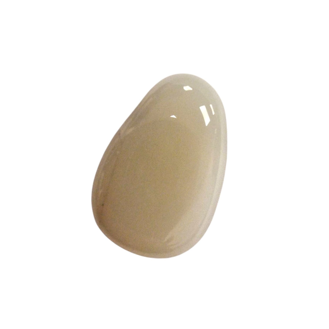 GeoFossils Pastel Moonstone drilled pendant with soft cream and grey tones