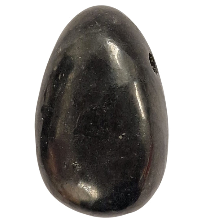 GeoFossils Drilled Shungite Tumble Stone – Root Chakra support stone for energy balance