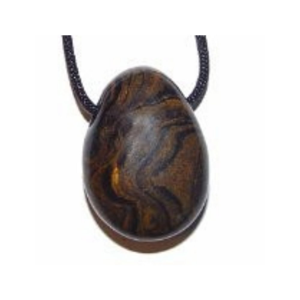GeoFossils Stromatolite Drilled Tumble Stone – ancient fossil crystal with layered patterns and horizontal drill hole for ancestral grounding