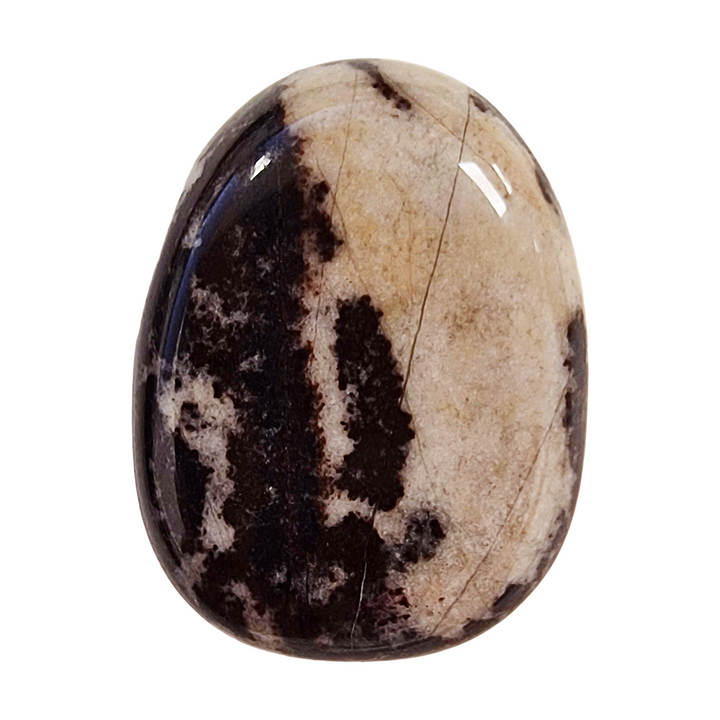 Grounding Nguni Jasper drilled tumble stone, known for emotional stability, ancestral connection, and protective earth energy.