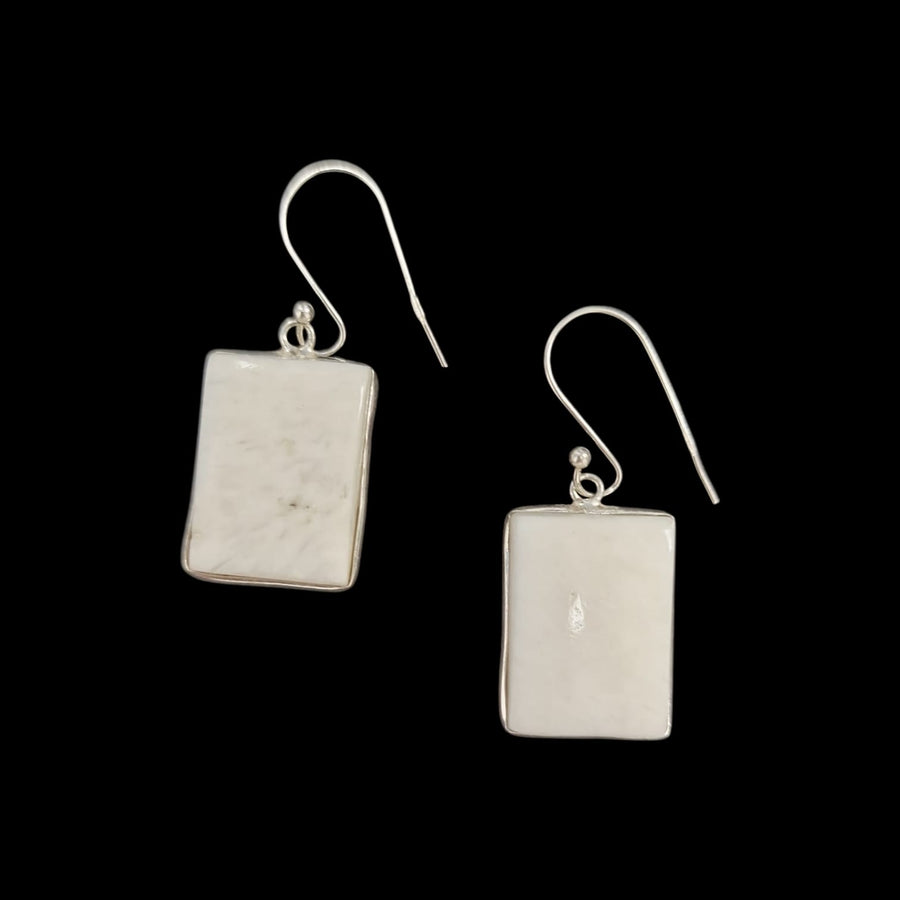 GeoFossils Sterling Silver Scolecite Earrings – Short rectangular drops associated with peace and spiritual clarity