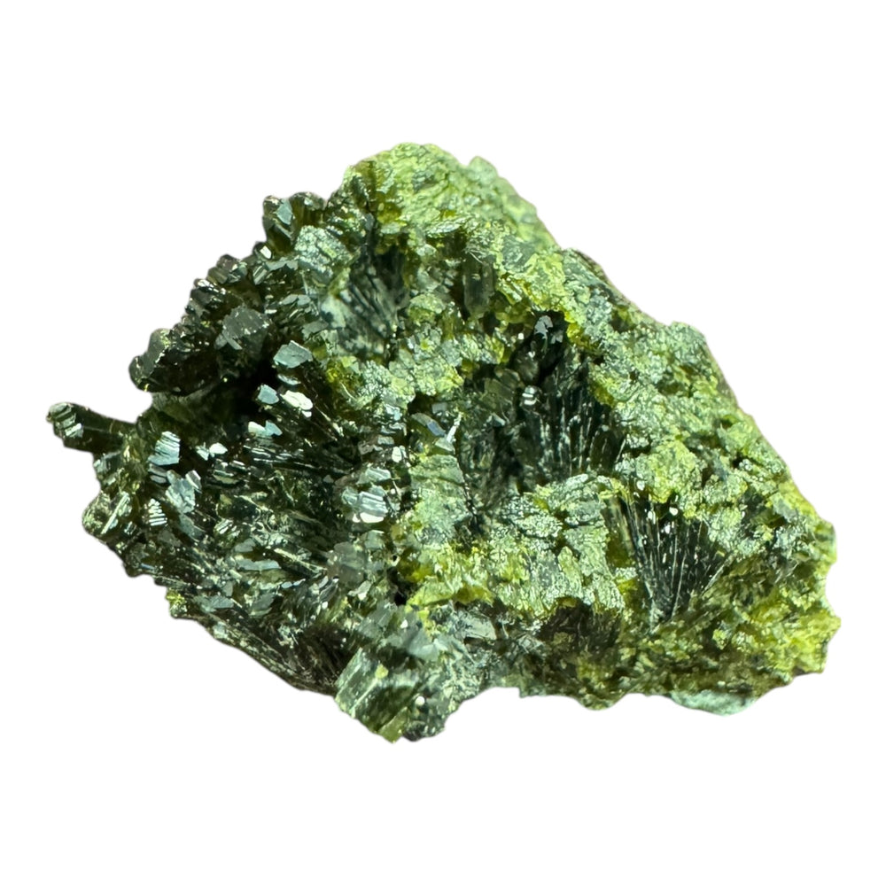 Epidote crystal specimen from Lleida, Spain – olive-green prismatic formation, ideal for mineral collectors and geology studies.