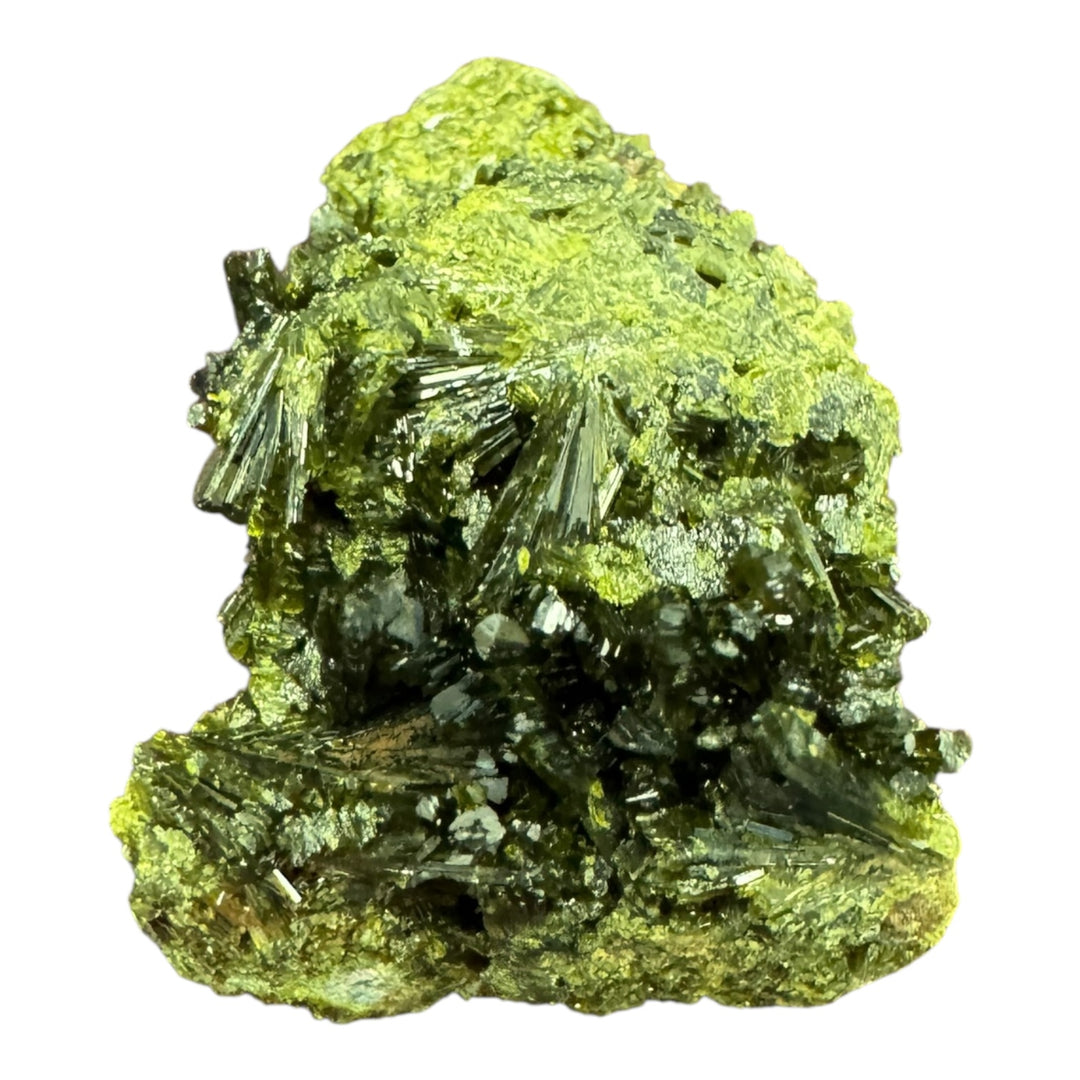 Epidote crystal specimen from Lleida, Spain – olive-green prismatic formation, ideal for mineral collectors and geology studies.