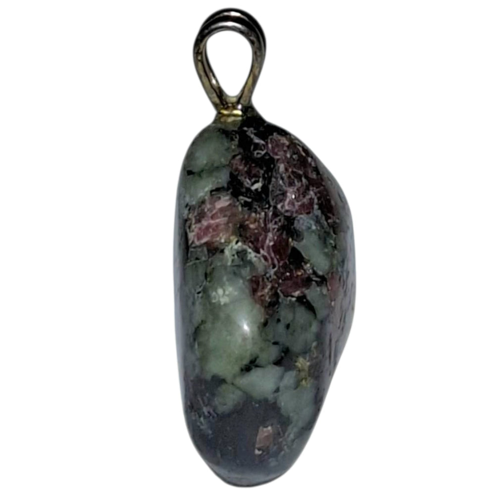 Eudialyte crystal pendant in rich crimson tones, set in hallmarked sterling silver – emotional healing necklace for heart opening and spiritual alignment
