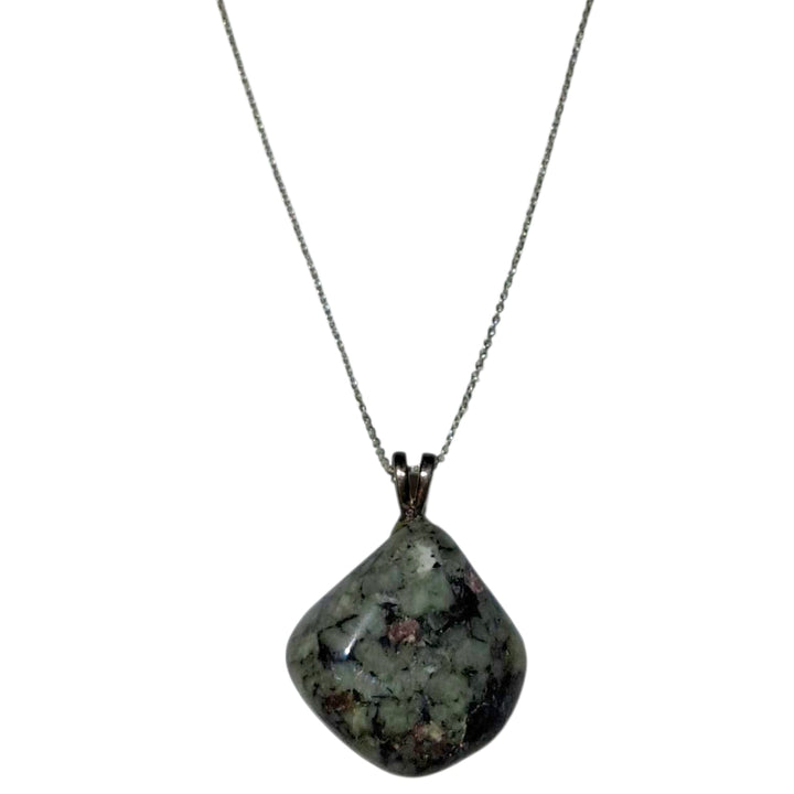 Eudialyte crystal pendant in rich crimson tones, set in hallmarked sterling silver – emotional healing necklace for heart opening and spiritual alignment