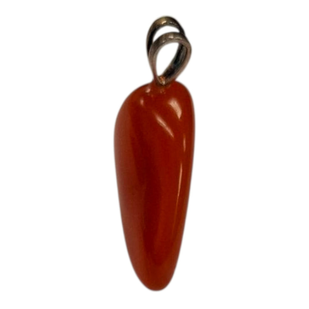 Flame Agate pendant with fiery red and orange banding, set in hallmarked sterling silver – crystal necklace for strength, vitality, and protection