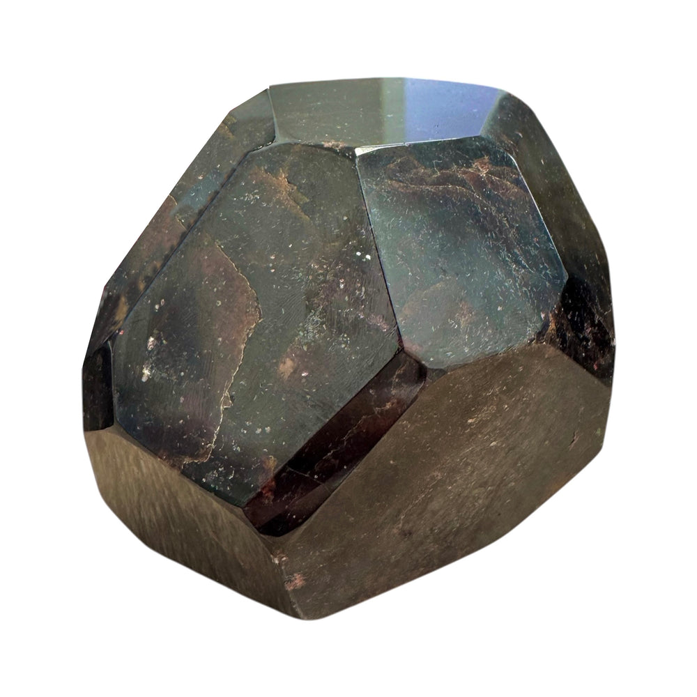 Natural polished Garnet mineral specimen with geometric faceted finish

