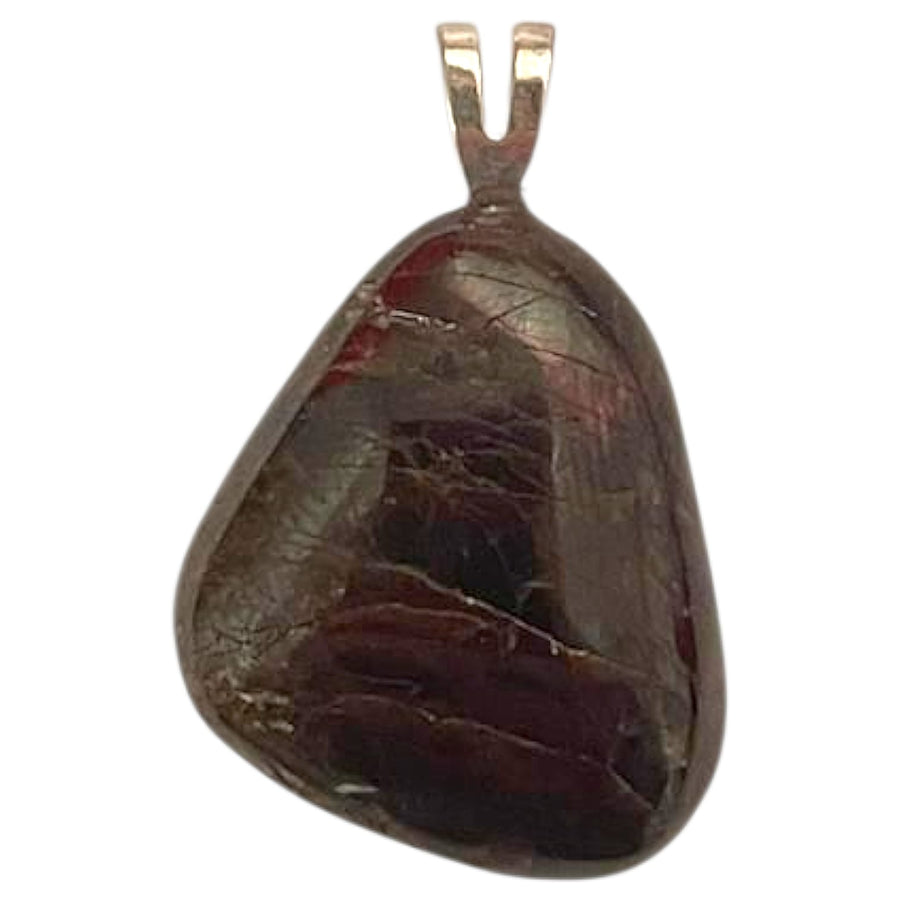 Garnet pendant with deep red tones set in hallmarked sterling silver – crystal necklace for vitality, strength and energetic protection