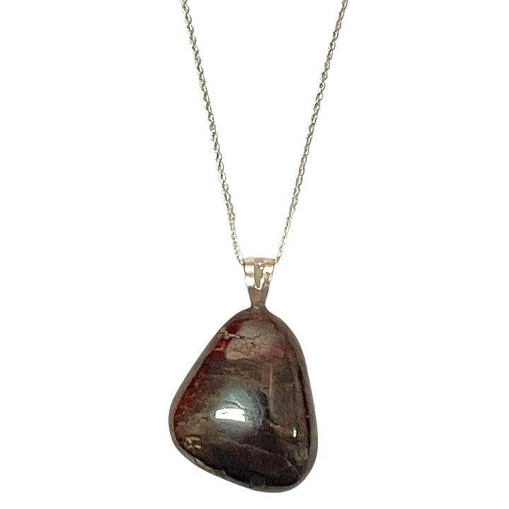 Garnet pendant with deep red tones set in hallmarked sterling silver – crystal necklace for vitality, strength and energetic protection