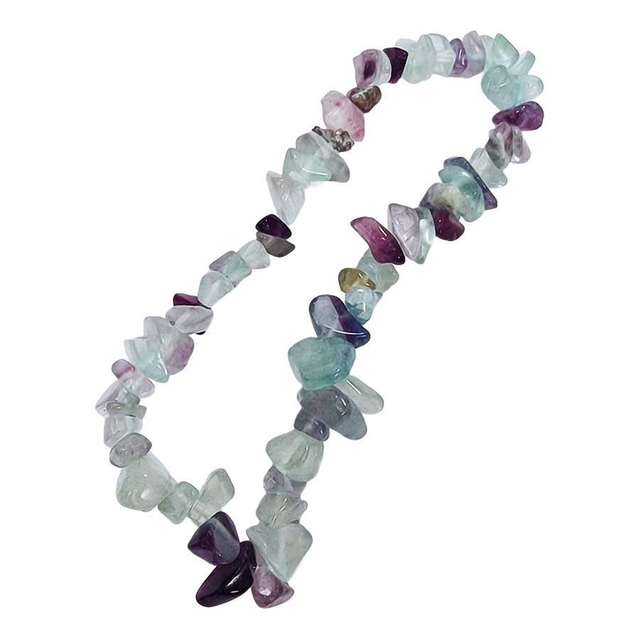 Rainbow Fluorite gem chip bracelet with natural crystal chips