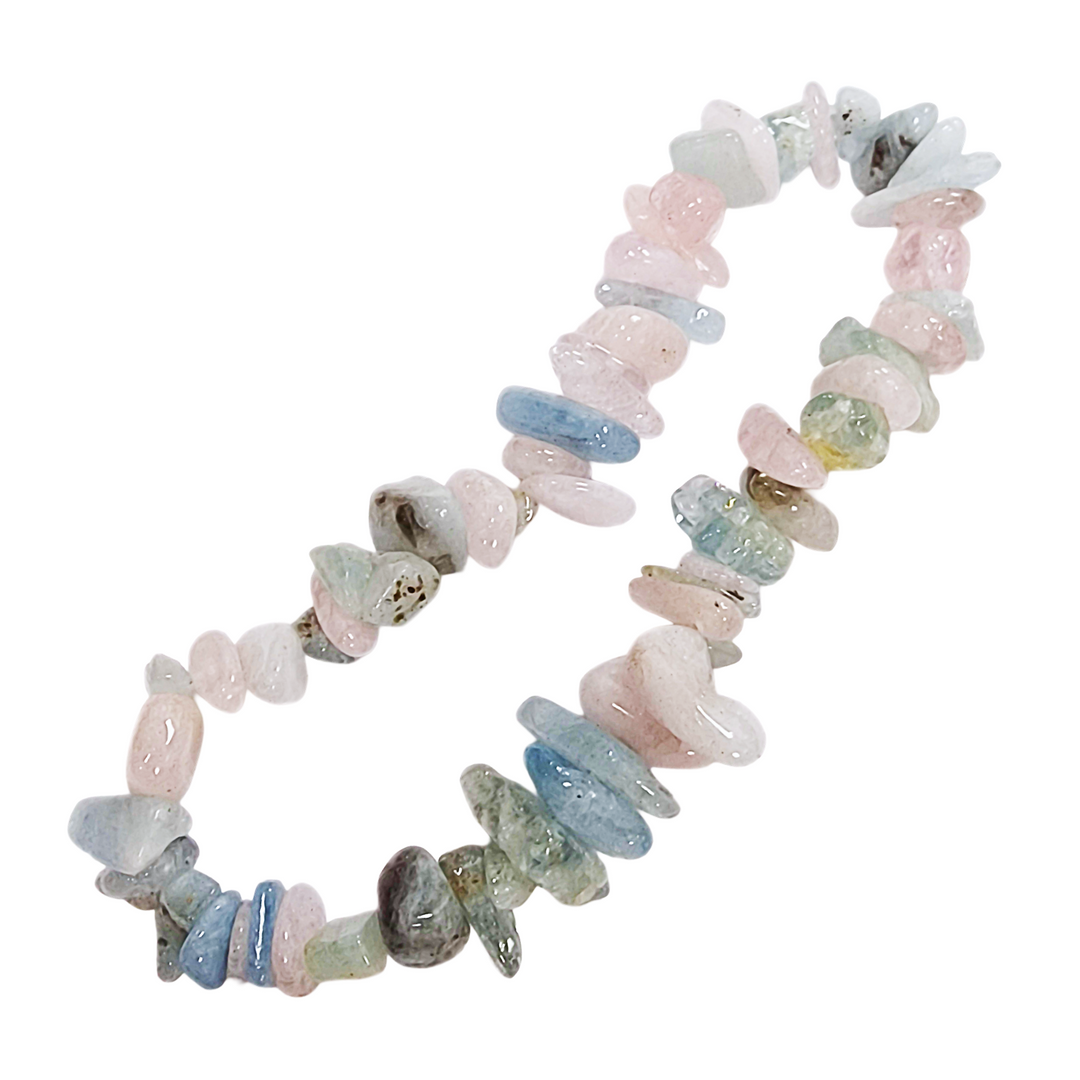 Mixed Beryl Gem Chip bracelet with natural crystal chips

Crystal bracelet for emotional healing, clarity, and compassion

Crystal chip bracelet with elastic fit for daily wear