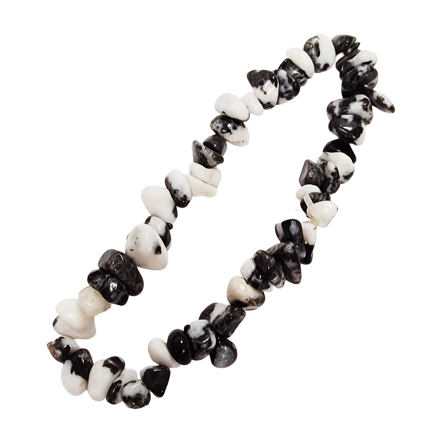 Zebra Jasper Gem Chip bracelet with natural crystal chips