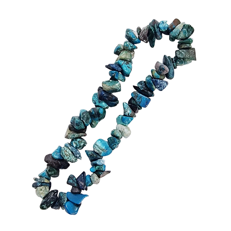 Chrysocolla Gem Chip bracelet with natural crystal chips

Crystal bracelet for calm, communication, and emotional healing

Crystal chip bracelet with elastic fit for daily wear