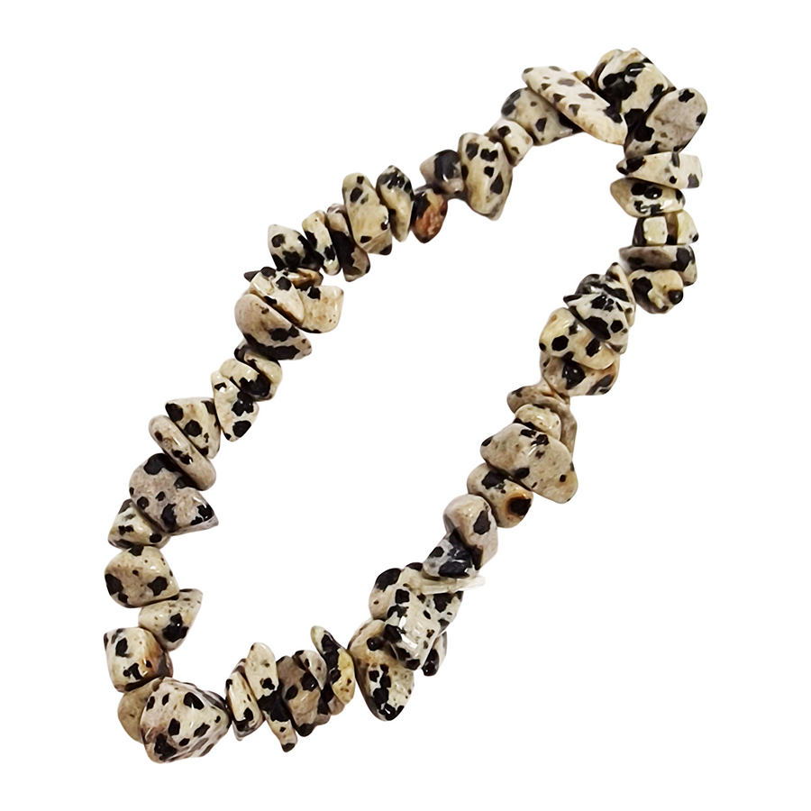 Dalmatian Stone Gem Chip bracelet with natural crystal chips
