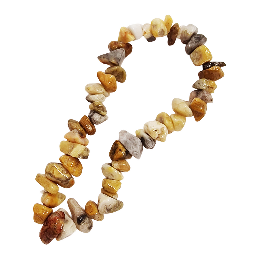 Crazy Lace Agate Gem Chip bracelet with natural crystal chips

Crystal bracelet for joy, optimism, and emotional balance

Crystal chip bracelet with elastic fit for daily wear
