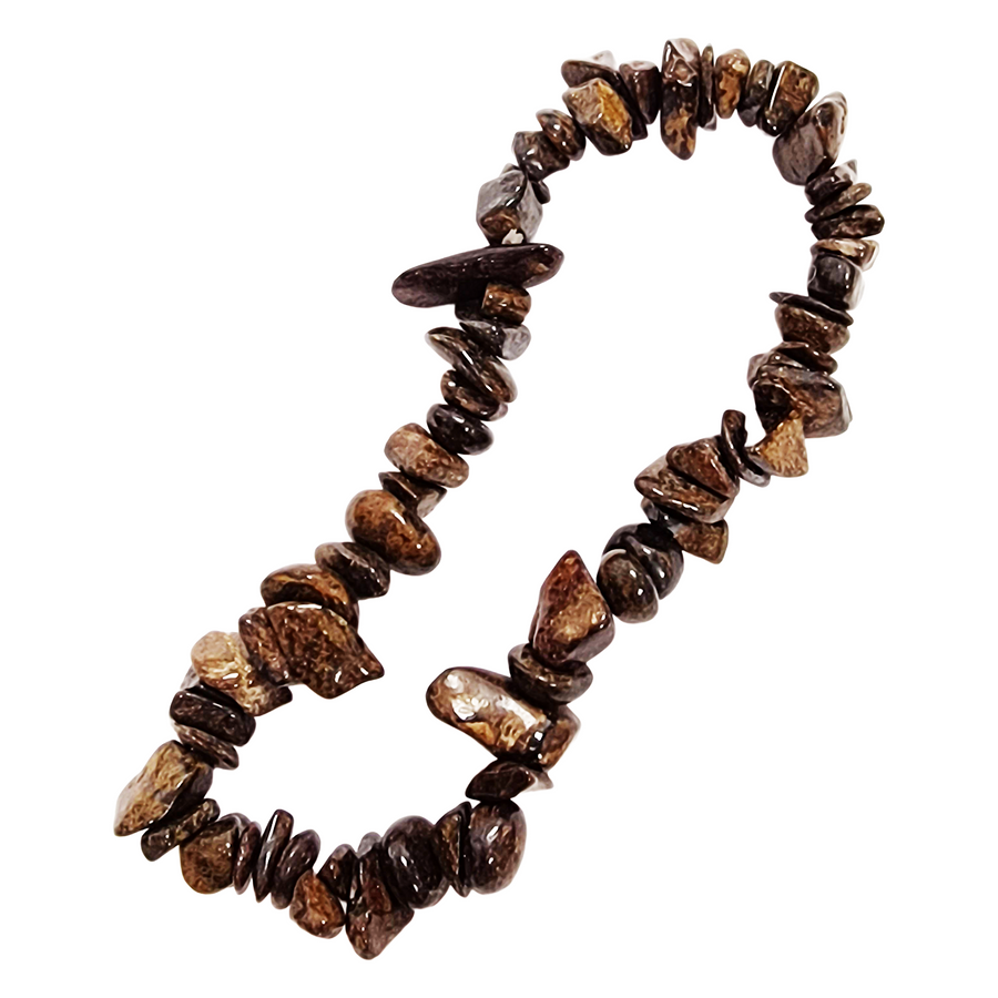Bronzite Gem Chip bracelet with natural crystal chips