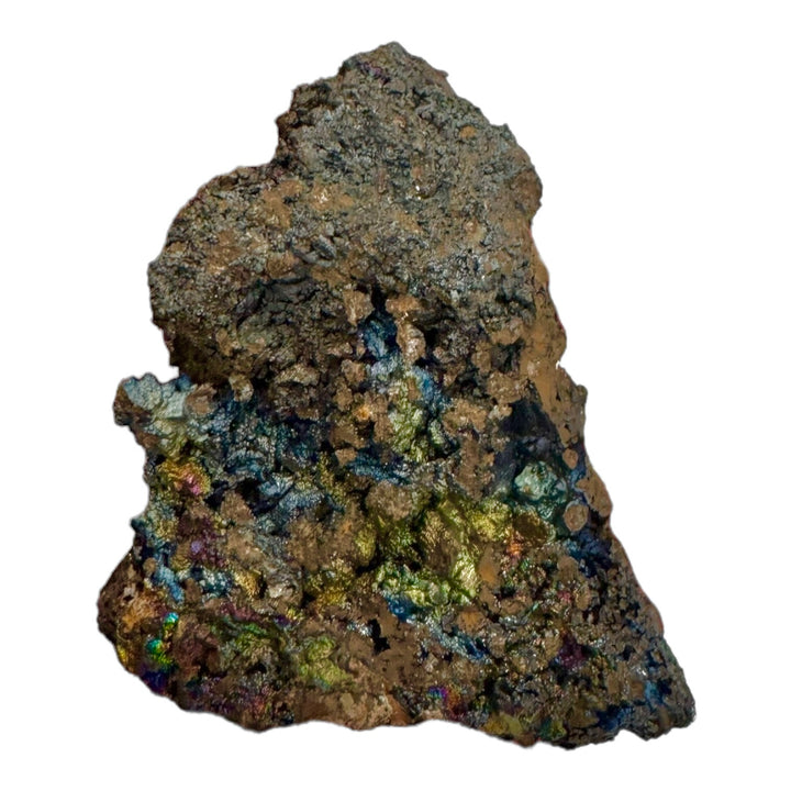 GeoFossils natural Goethite cluster – metallic rainbow crystal specimen for geology lovers, healing grids, and mineral collections.