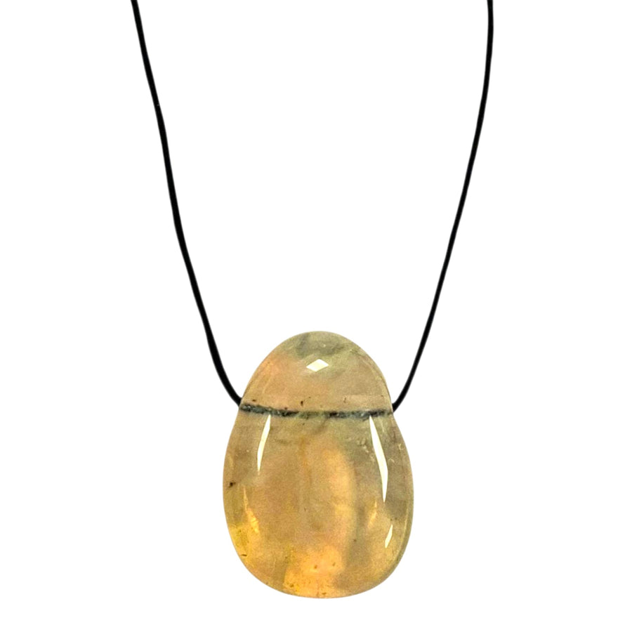 Gold Opalite drilled tumble stone pendant on a black cord – glowing golden crystal for confidence, energy and emotional balance