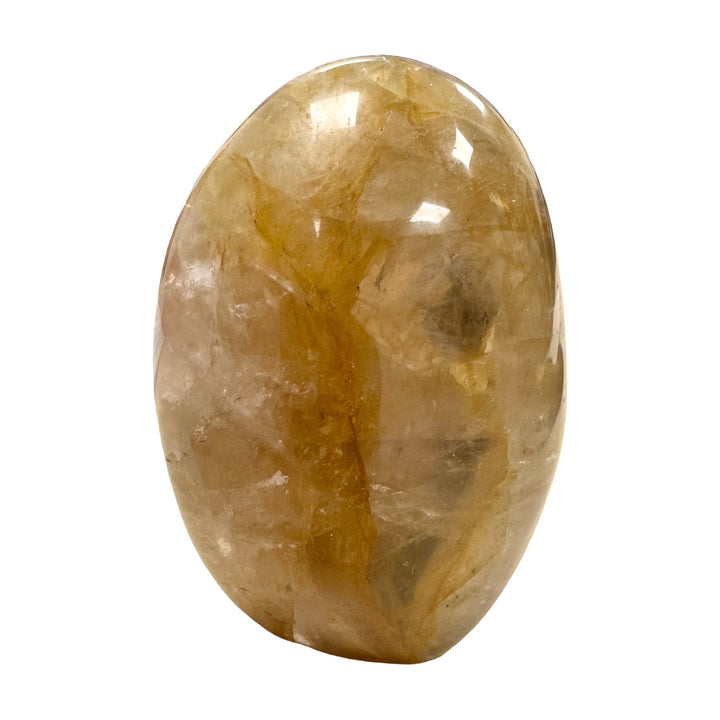 GeoFossils Golden Healer with Girasol Freeform 9cm – exact crystal shown, polished quartz freeform with golden inclusions and opalescent glow.