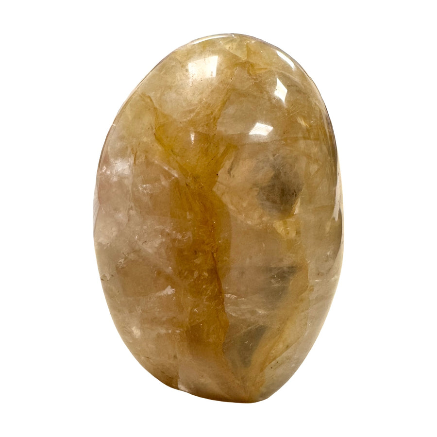 GeoFossils Golden Healer with Girasol Freeform 9cm – exact crystal shown, polished quartz freeform with golden inclusions and opalescent glow.